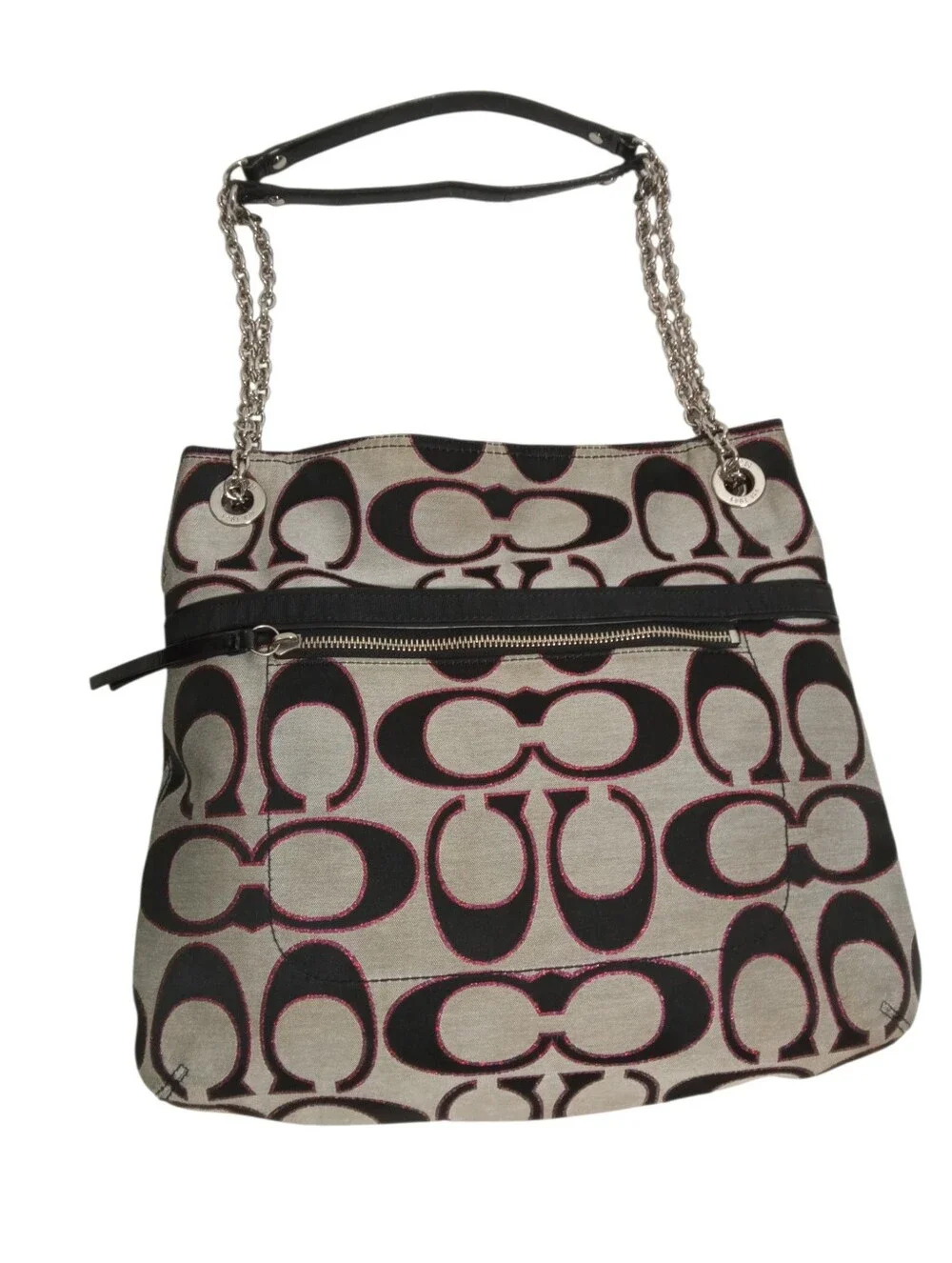 Coach Poppy Metallic Signature Slim Tote Shoulder Bag Y2K Glam - Picture 2 of 8